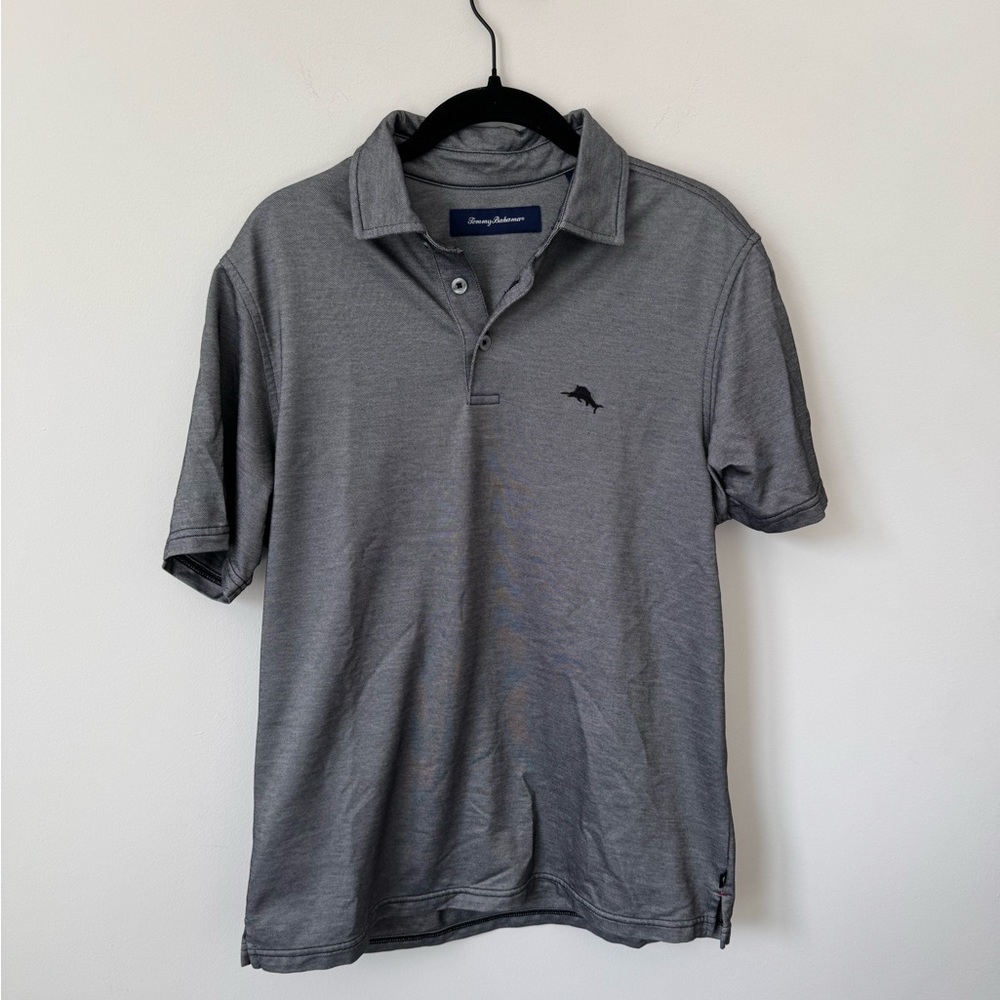 Tommy Bahama MARLIN Cotton Blend Short Sleeve Polo Shirt (Men's Small) Silver